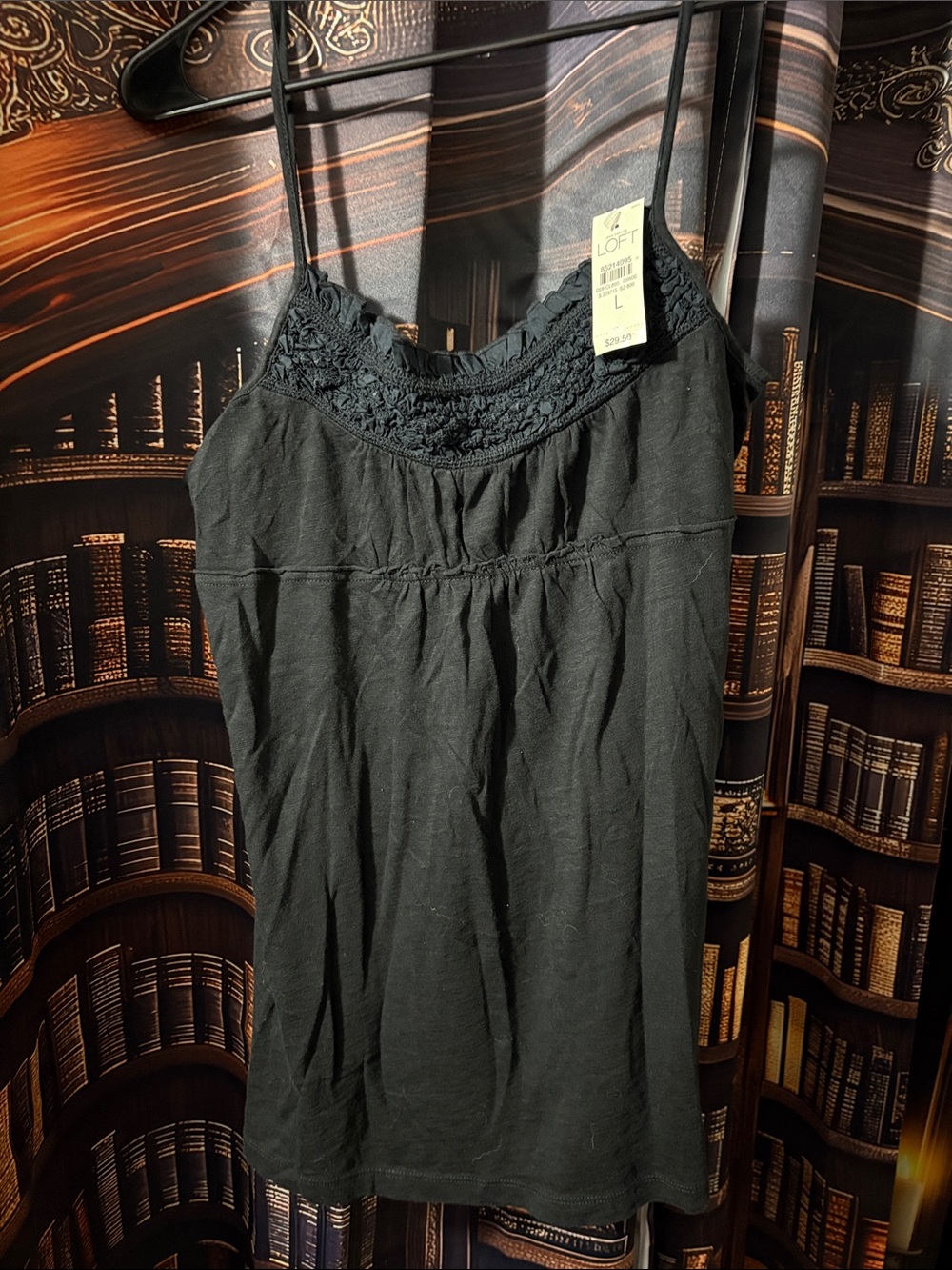 LOFT Black Lace-Trim Camisole Slip